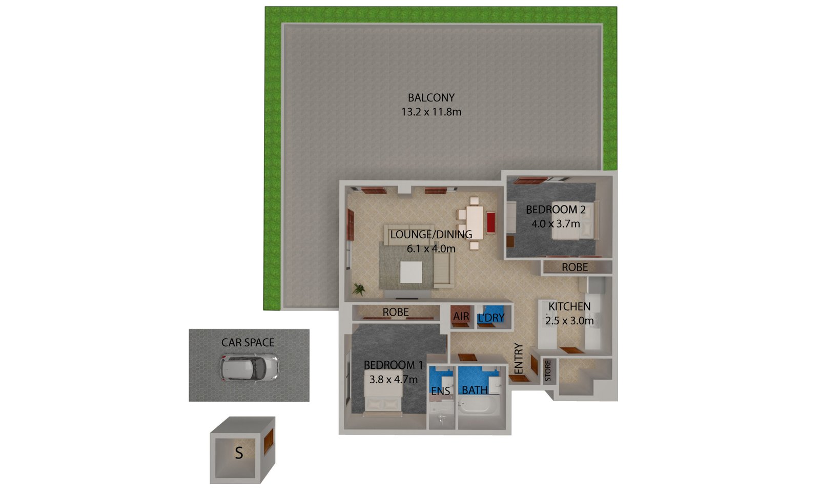 2D Floor Plan with Dimensions